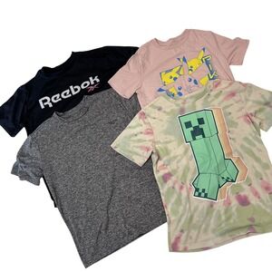Reebok - Pikachu - Minecraft Boys Size Large Lot of 4 T-Shirts Cotton PLAY COND